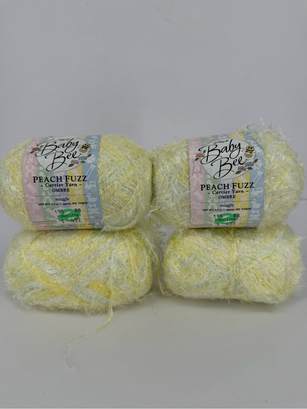 Baby Bee Peach Fuzz Carrier Yarn 100% Polyamide 100g  Lot of 4 Ombré Snuggle